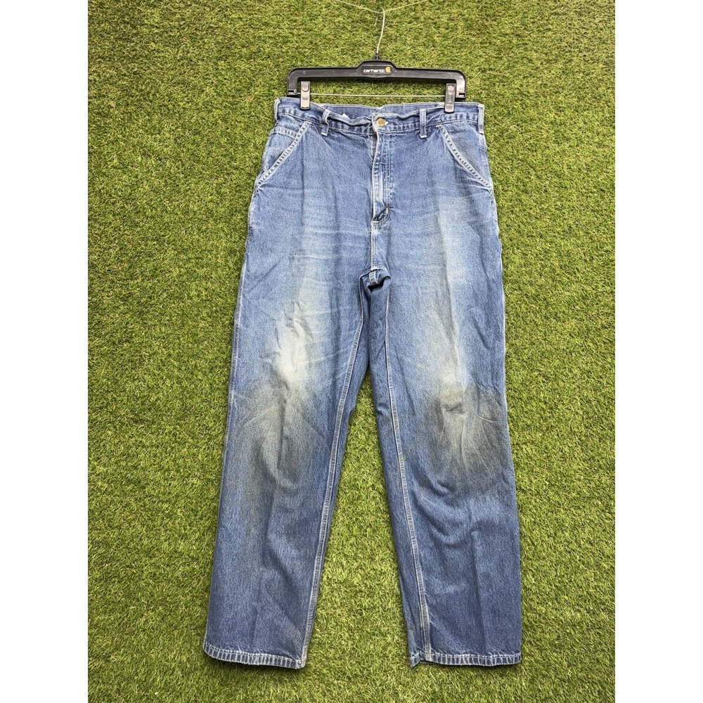 Carhartt Jeans Mens 34x32 Original Fit Dungaree Workwear Medium Wash B13-DST